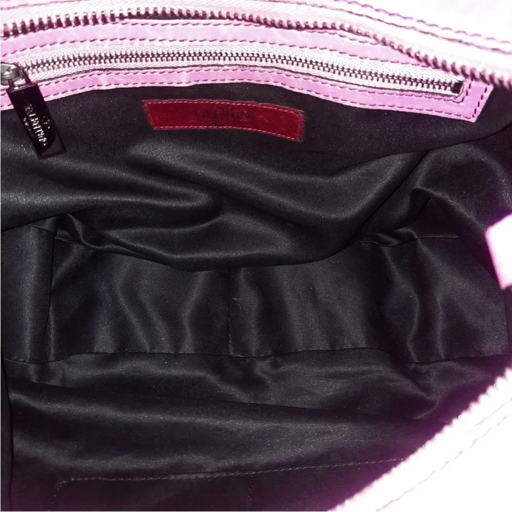 🎀 VALENTINO GARAVANI Ruffle Trimmed Nappa Leather Hobo Shoulder Bag- Hot Pink